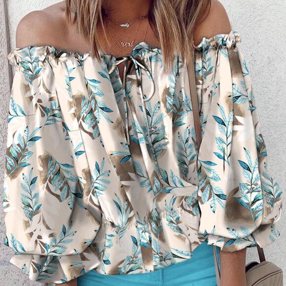 Blue or Pink Floral Blouse - Picture 3 of 5